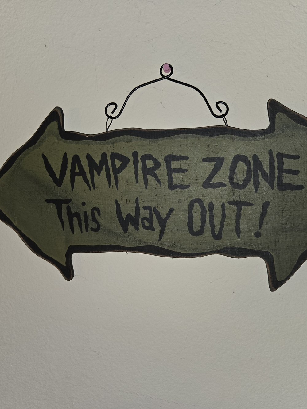 Vampire Zone Arrow Wall Sign - Green by